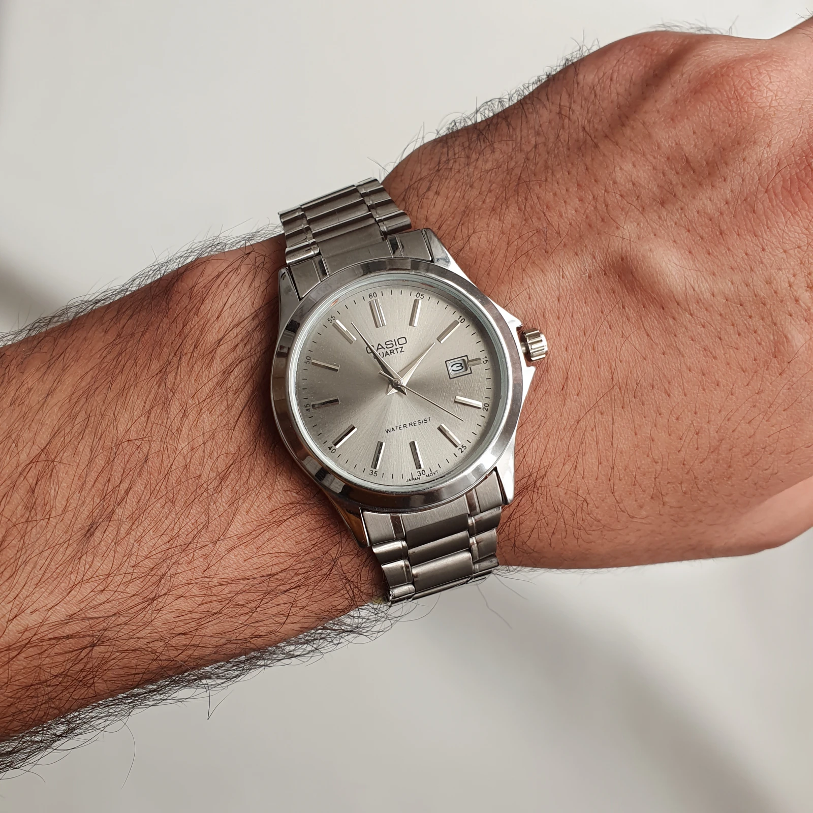 20260505_120847 ساعت مردانه CASIO تقویم دار گرد بند استیل صفحه سیلور - Image 1