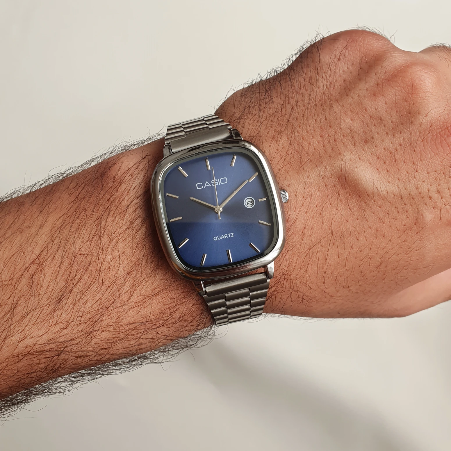 20260505_121335 ساعت مردانه CASIO اولدمانی تقویم دار مربعی بند استیل - Image 1